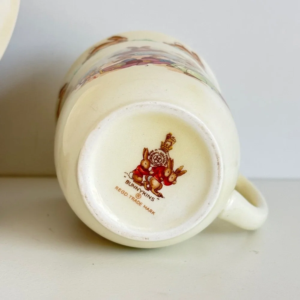 Royal Doulton Bunnykins Bowl and Mug Set Vintage English China Nursery Ware